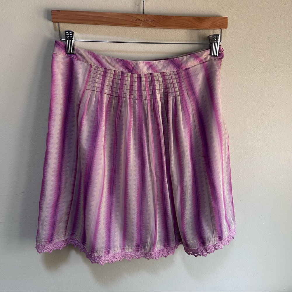 Free People.~ Ombre Striped Pink Purple Eyelet Skirt in size 8*
